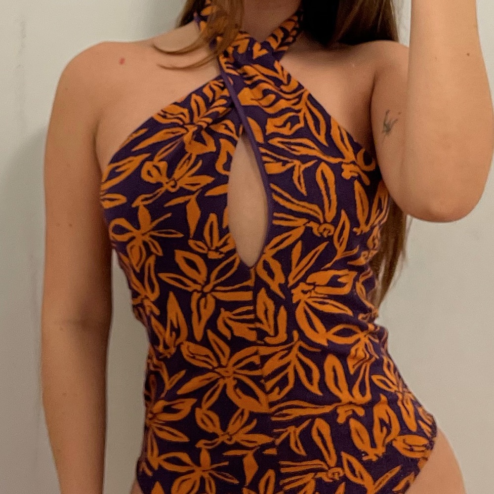 Zara Orange and Purple Bodysuit Size M